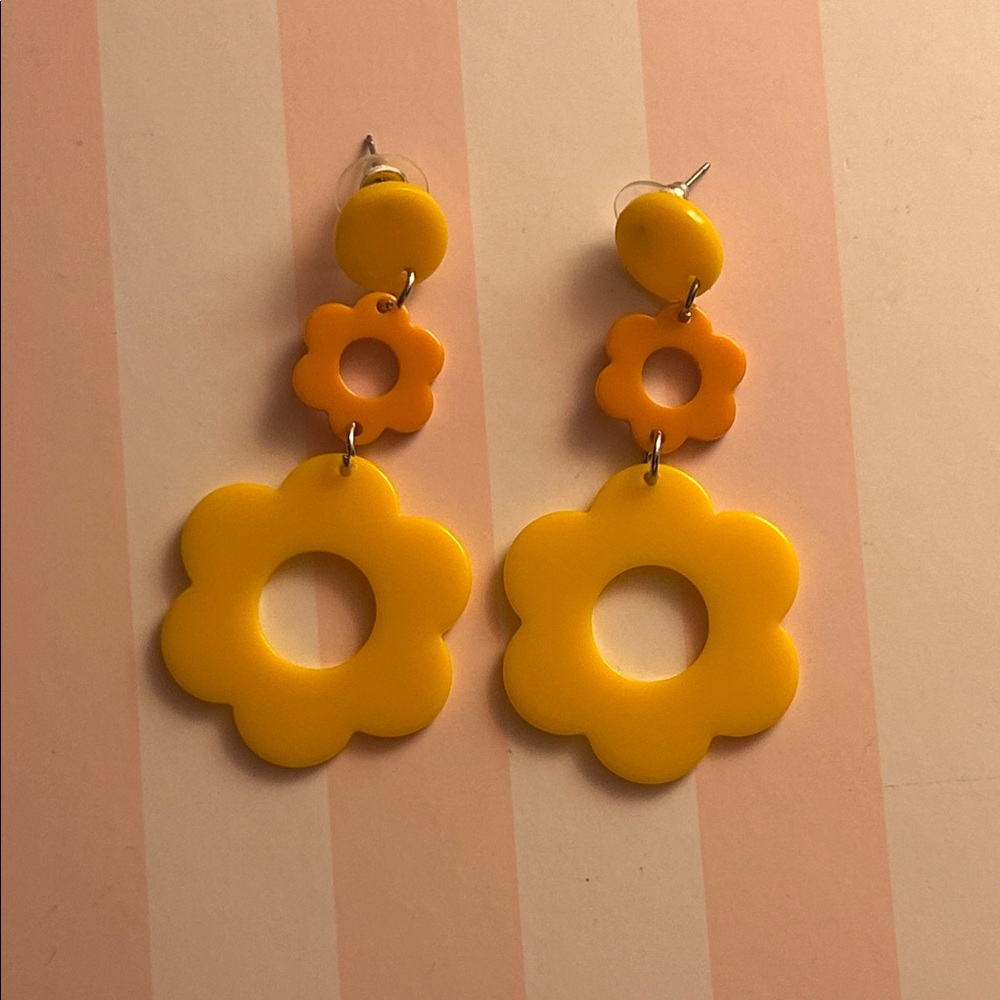 Yellow and Orange Flower Earrings